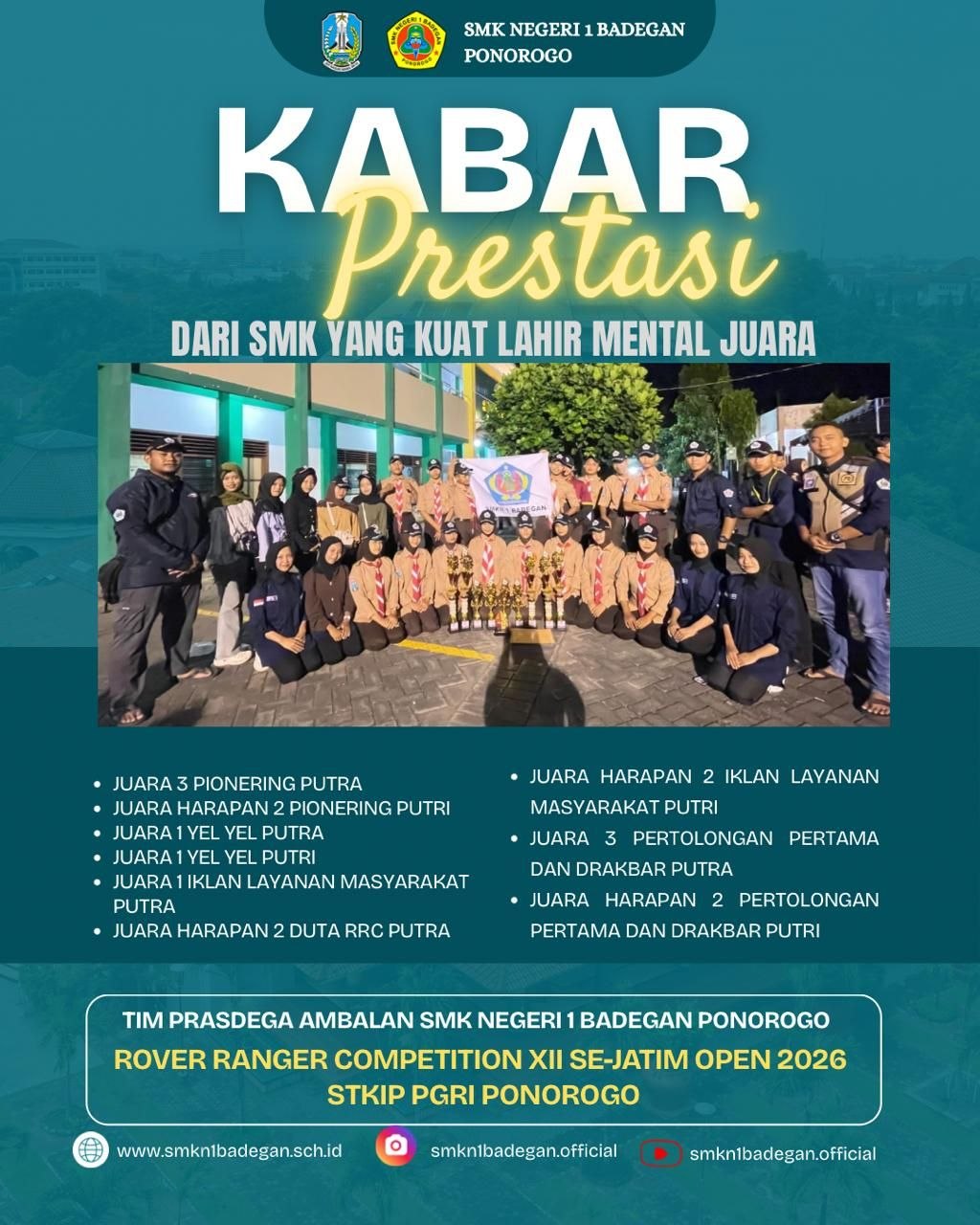 Poster prestasi Tim Prasdega SMKN 1 Badegan Ponorogo