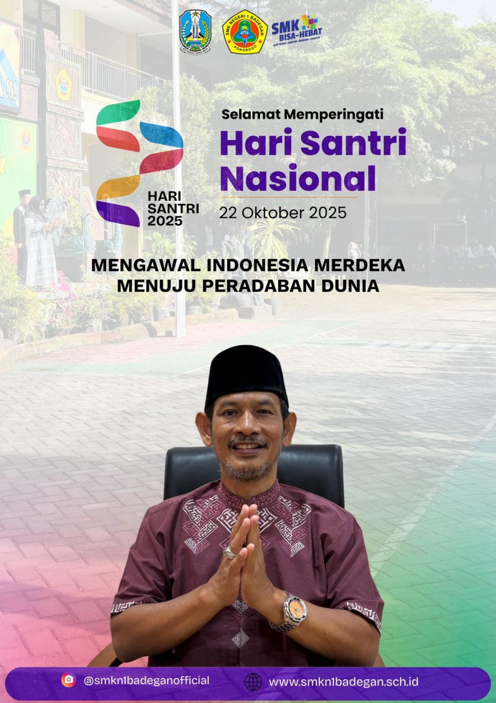 banner kepala sekolah mengucapkan selamat hari santri